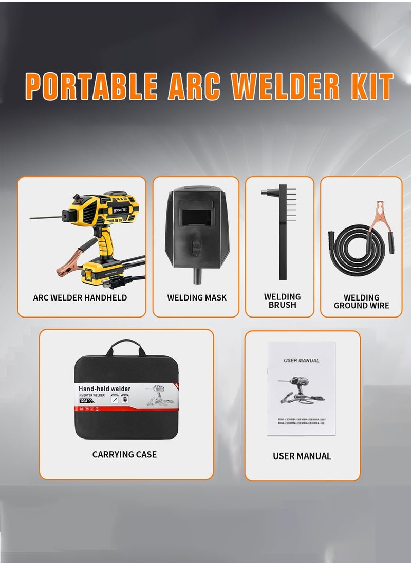 220V Portable Electric Welding Machine Handheld Arc Welder IGBT Inverter Semi-Automatic Smart Electric Welding Machine with Toolbox,  Britain Plug, Intelligent Identification & Automatic Matching, Compact Design Welding for Home Improvement Use ,Yellow