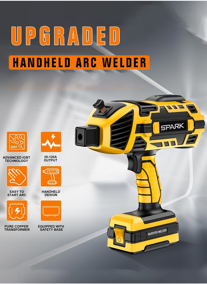 Spark 220V Portable Electric Welding Machine Handheld Arc Welder IGBT Inverter Semi-Automatic Smart Electric Welding Machine with Toolbox,  Britain Plug, Intelligent Identification & Automatic Matching, Compact Design Welding for Home Improvement Use ,Yellow  - Image 3