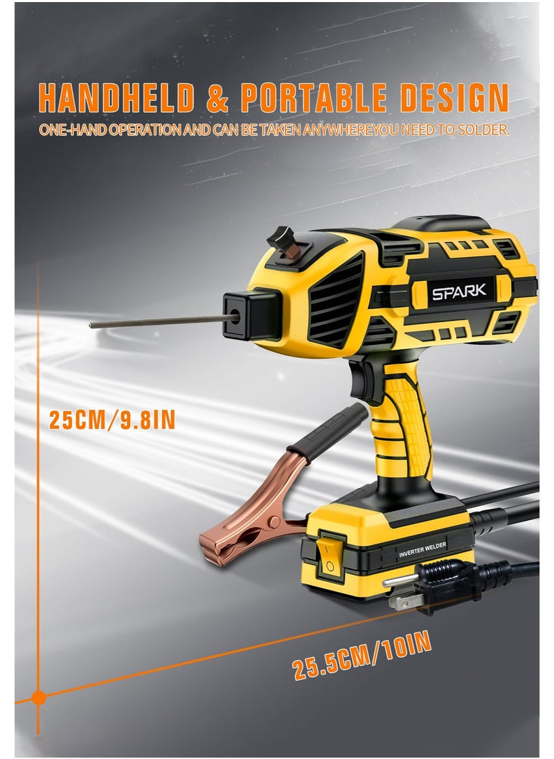 220V Portable Electric Welding Machine Handheld Arc Welder IGBT Inverter Semi-Automatic Smart Electric Welding Machine with Toolbox,  Britain Plug, Intelligent Identification & Automatic Matching, Compact Design Welding for Home Improvement Use ,Yellow
