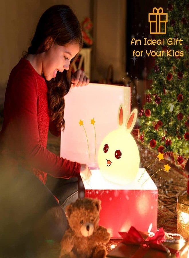Pamidhar Cute Silicone Rabbit Night Light for Kids, USB Rechargeable 3 Step Dimmable Night Light, 7 Colour Changing Touch Sensor Squishy Mini Nursery Lamp for Baby Bedroom Decor - Image 4