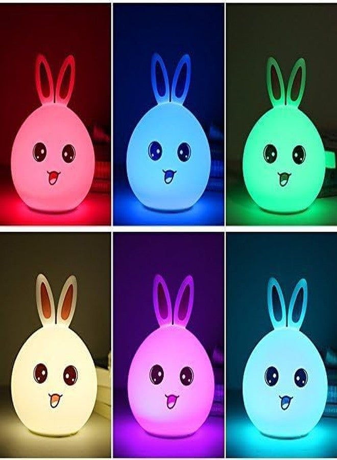 Pamidhar Cute Silicone Rabbit Night Light for Kids, USB Rechargeable 3 Step Dimmable Night Light, 7 Colour Changing Touch Sensor Squishy Mini Nursery Lamp for Baby Bedroom Decor - Image 2