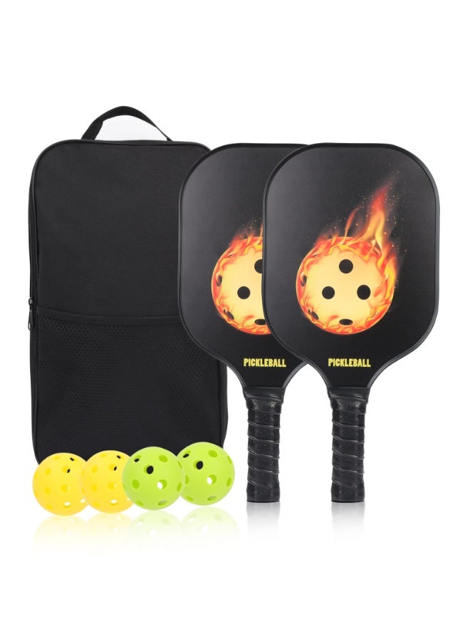 مجموعة من مضارب بيكلبول مكونة من قطعتين، مضرب بيكلبول من ألياف الكربون معتمد من USAPA (CHS) مع قلب عسل من البولي بروبيلين، مقبض مانع للانزلاق وامتصاص العرق مع 4 كرات وحقيبة حمل - Image 1