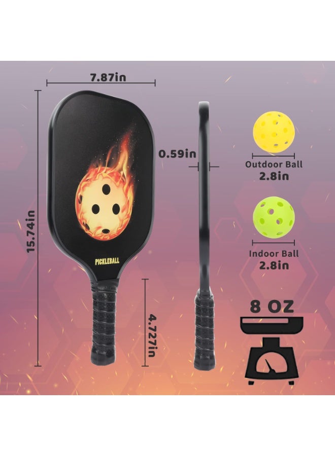 مجموعة من مضارب بيكلبول مكونة من قطعتين، مضرب بيكلبول من ألياف الكربون معتمد من USAPA (CHS) مع قلب عسل من البولي بروبيلين، مقبض مانع للانزلاق وامتصاص العرق مع 4 كرات وحقيبة حمل - Image 3