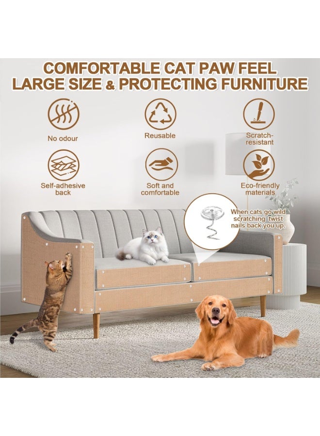 YelaJoy 2 PCS Cat Scratching Mats, 100cmx40cm Self-Adhesive Trimmable DIY Cat Scratcher Pad Carpet for Couch, Wall, Doors Furniture Protection, Durable Anti-Scratch Cover for Cat Towers Replacement Pad - Image 3