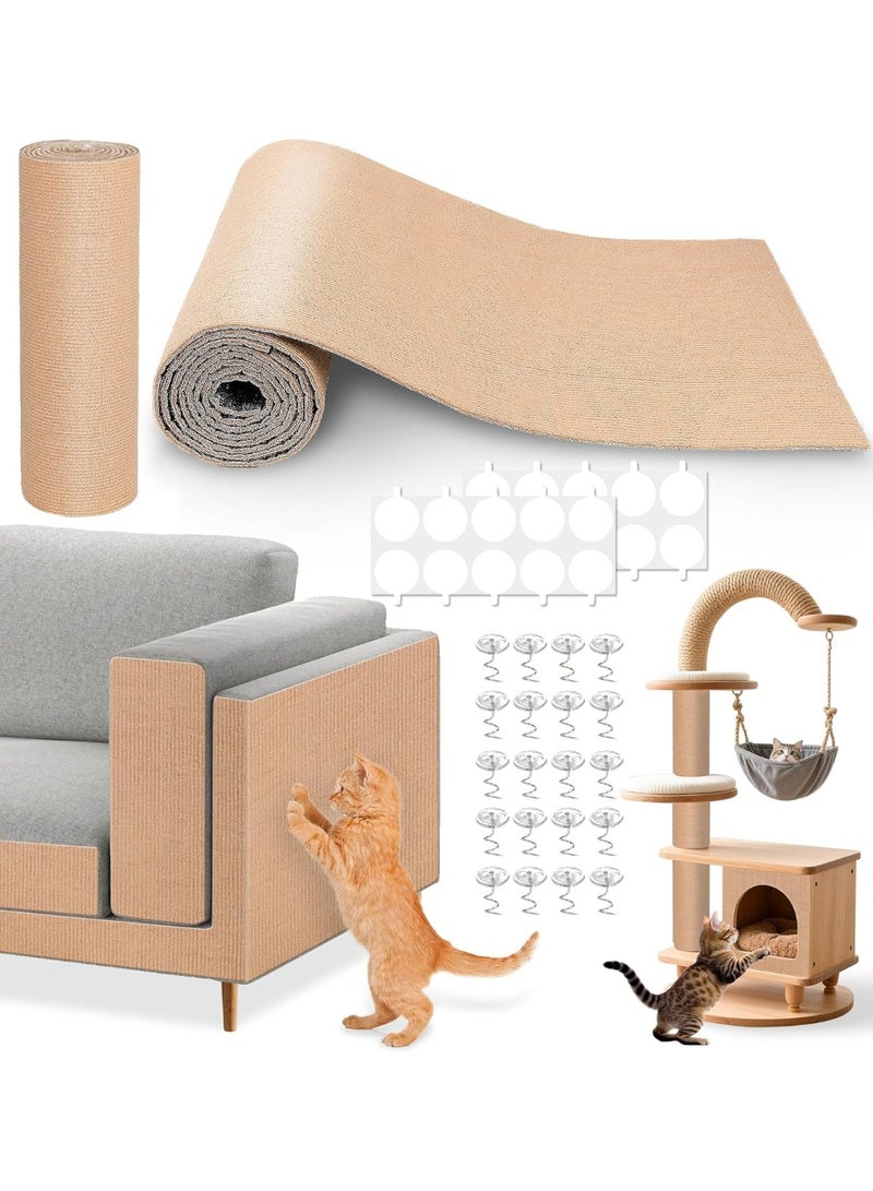 YelaJoy 2 PCS Cat Scratching Mats, 100cmx40cm Self-Adhesive Trimmable DIY Cat Scratcher Pad Carpet for Couch, Wall, Doors Furniture Protection, Durable Anti-Scratch Cover for Cat Towers Replacement Pad - Image 1