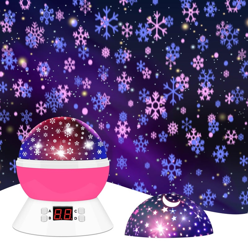 MOKOQI Snowflake Projector Night Light Indoor Snowflake Nightlight with Timer Star Lights Projector for Ceiling Kids Room Decor Gifts for 38 Year Old Girls Christmas Birthday Gift for Toddler