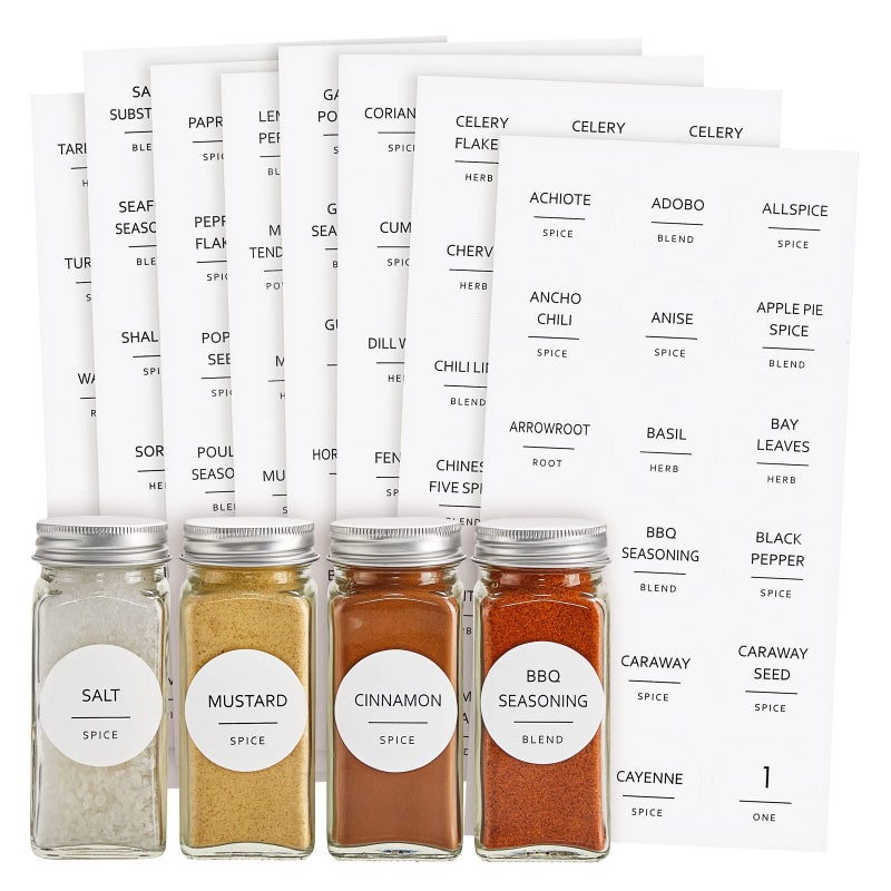 Talented Kitchen Round Spice Jar Labels WaterResistant Removable Vinyl Lid Stickers Spice Rack Seasoning Bottle Labels Pantry Organization Pack of 144 15
