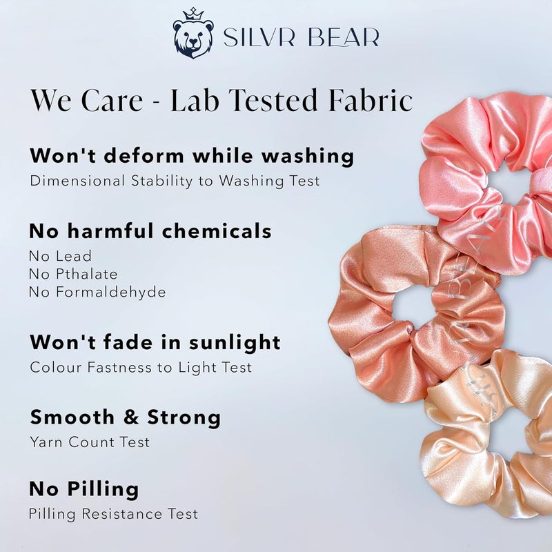 Silvr Bear Luxury Satin Scrunchies Set for Women, Girls | Anti-Hair-Breakage Hair Ties - Image 5