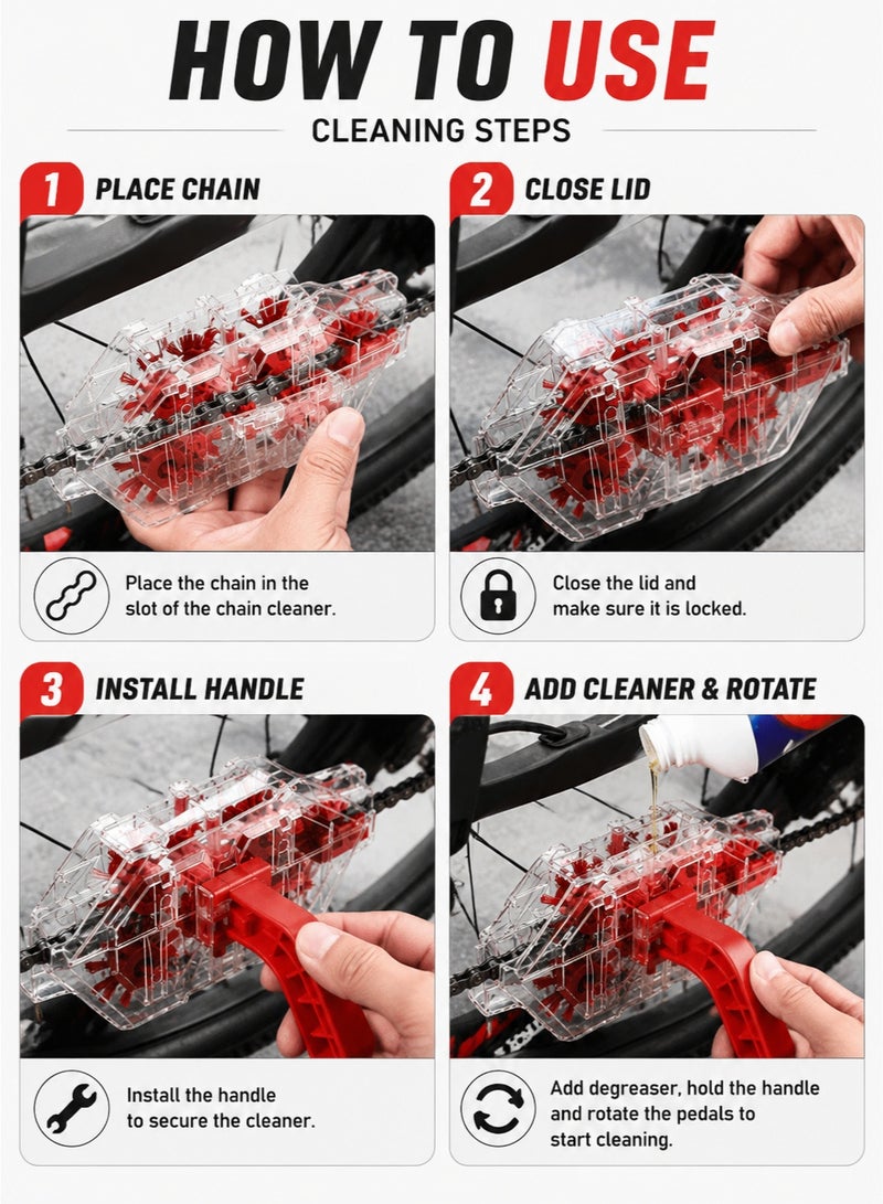 fdsport Bicycle Chain Cleaner, Transparent Visual Soaking – Road Bike Cleaning Tool - Image 2