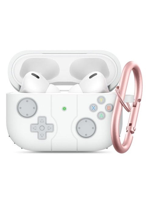 Airpods 3 Case with Keychain, Game Player Design Airpods 3rd Generation Case, Soft Silicone Protective Cover Skin for Airpods 3rd Gen 2021(White)