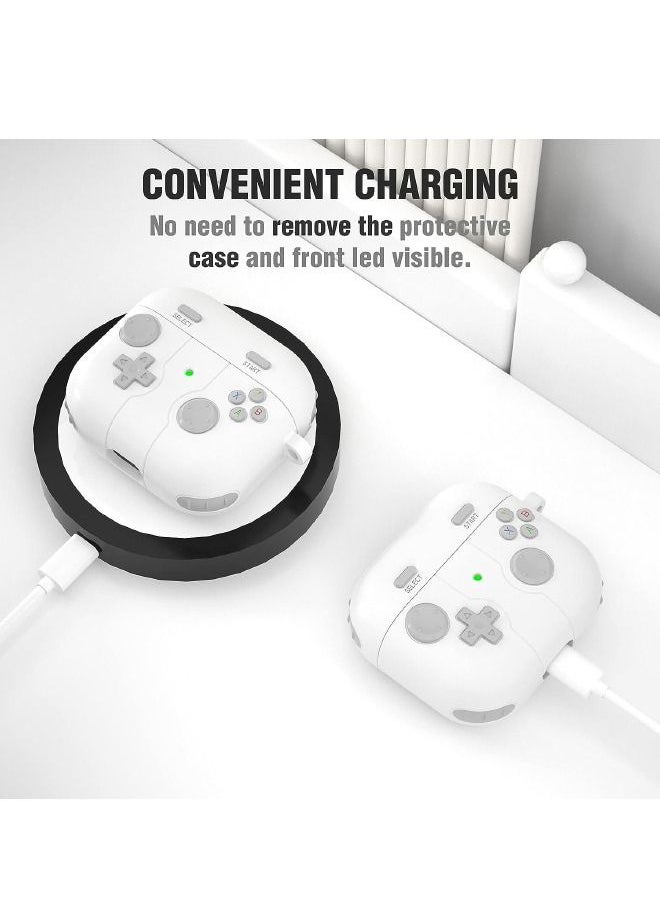 Generic - Airpods 3 Case with Keychain, Game Player Design Airpods 3rd Generation Case, Soft Silicone Protective Cover Skin for Airpods 3rd Gen 2021(White) - Image 1