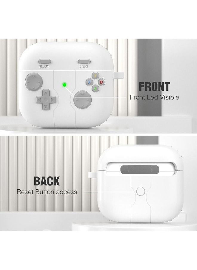 Generic - Airpods 3 Case with Keychain, Game Player Design Airpods 3rd Generation Case, Soft Silicone Protective Cover Skin for Airpods 3rd Gen 2021(White) - Image 1