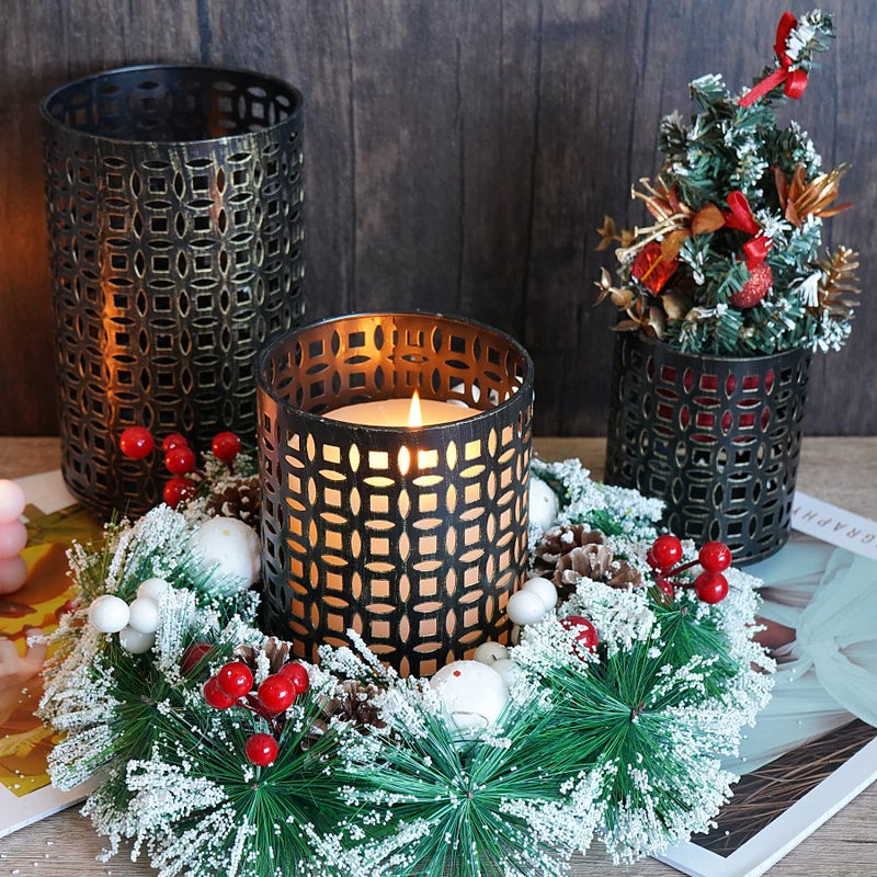 LANLONG Metal Candle Holders Set of 3, Decorative Tealight Candle Holder Sets, Candlestick for Pillar Vintage Style Perfect for Tabletop Centerpieces Home Decor Wedding Parties Events - Image 3