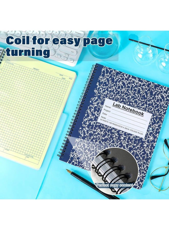 Affrolling 2 Pack Lab Notebook Carbonless Carbon Copy Laboratory Notebook Chemistry Book Science Grid Paper Contains Carbon Copies 50 Set Pages 100 Sheets Total Coil Binding(8.5'' X 11'',Blue) - Image 4