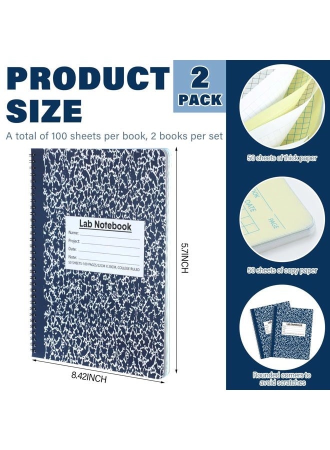 Affrolling 2 Pack Lab Notebook Carbonless Carbon Copy Laboratory Notebook Chemistry Book Science Grid Paper Contains Carbon Copies 50 Set Pages 100 Sheets Total Coil Binding(8.5'' X 11'',Blue) - Image 2