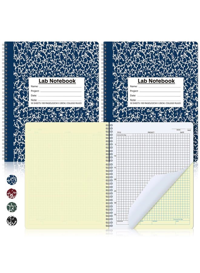 Affrolling 2 Pack Lab Notebook Carbonless Carbon Copy Laboratory Notebook Chemistry Book Science Grid Paper Contains Carbon Copies 50 Set Pages 100 Sheets Total Coil Binding(8.5'' X 11'',Blue) - Image 1