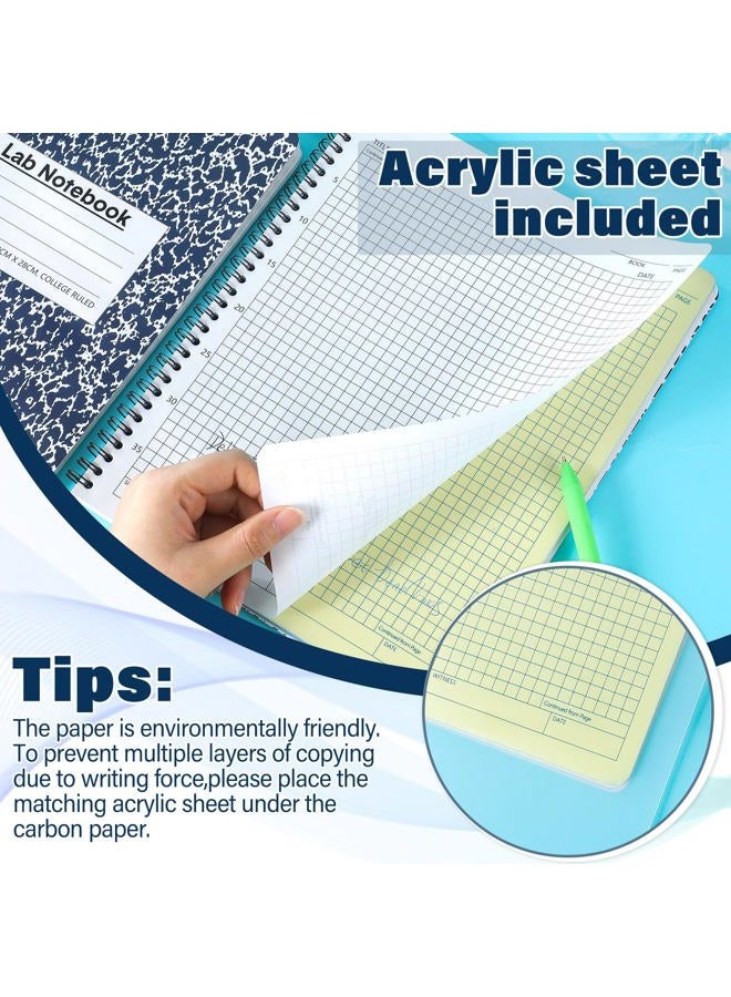 Affrolling 2 Pack Lab Notebook Carbonless Carbon Copy Laboratory Notebook Chemistry Book Science Grid Paper Contains Carbon Copies 50 Set Pages 100 Sheets Total Coil Binding(8.5'' X 11'',Blue) - Image 5