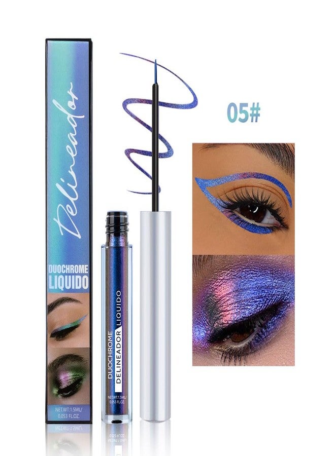 Hxssll Chameleon Eyeliner Eyeshadow,Blue to Pink Shifting Waterproof Eyeliner Pen, Long Lasting High Pigment Glitter Shifting Eyeshadow Eye Makeup, Lridescent Eye liner for Women & Girls 05# - Image 2
