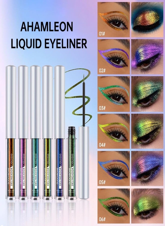 Hxssll Chameleon Eyeliner Eyeshadow,Blue to Pink Shifting Waterproof Eyeliner Pen, Long Lasting High Pigment Glitter Shifting Eyeshadow Eye Makeup, Lridescent Eye liner for Women & Girls 05# - Image 5