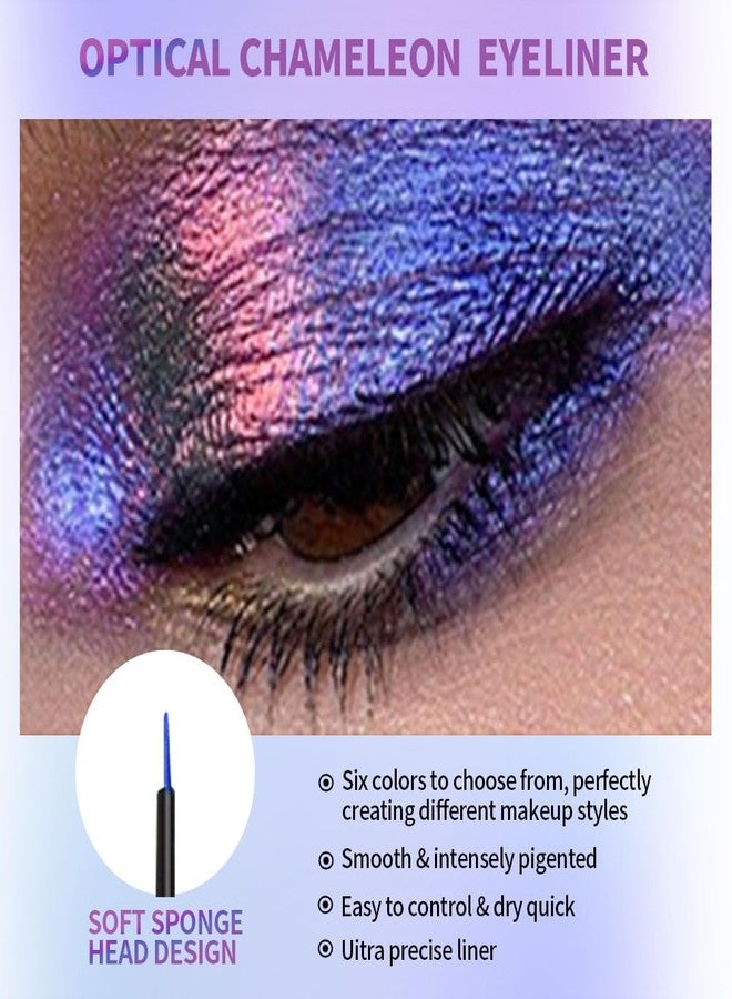 Hxssll Chameleon Eyeliner Eyeshadow,Blue to Pink Shifting Waterproof Eyeliner Pen, Long Lasting High Pigment Glitter Shifting Eyeshadow Eye Makeup, Lridescent Eye liner for Women & Girls 05# - Image 3
