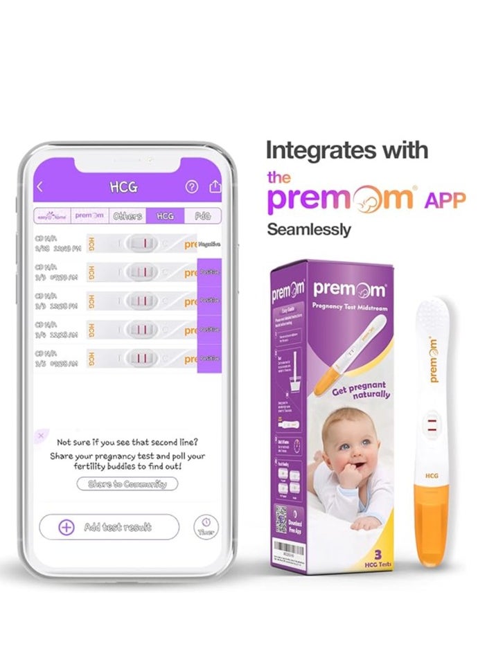 PremOn - Premom Pregnancy Test Midstream: Early HCG Detection Strips, 3-Pack - Image 1