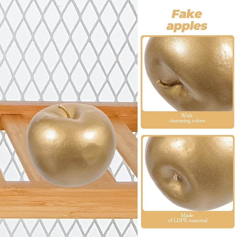 Zerodeko 5pcs Faux Gold Apples Artificial Fruit Decor Mini Foam Simulation Fruit for Kitchen and Home Party Decoration - Image 3