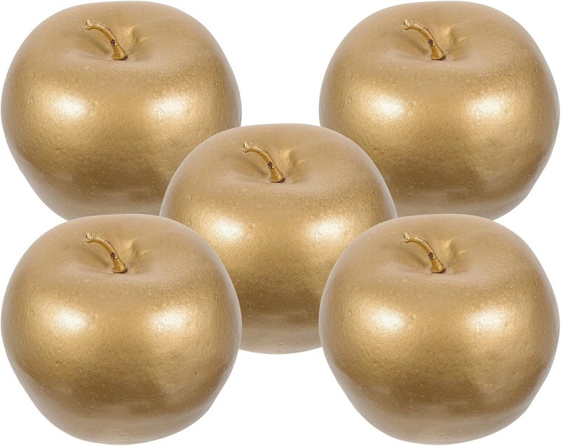 Zerodeko 5pcs Faux Gold Apples Artificial Fruit Decor Mini Foam Simulation Fruit for Kitchen and Home Party Decoration - Image 1