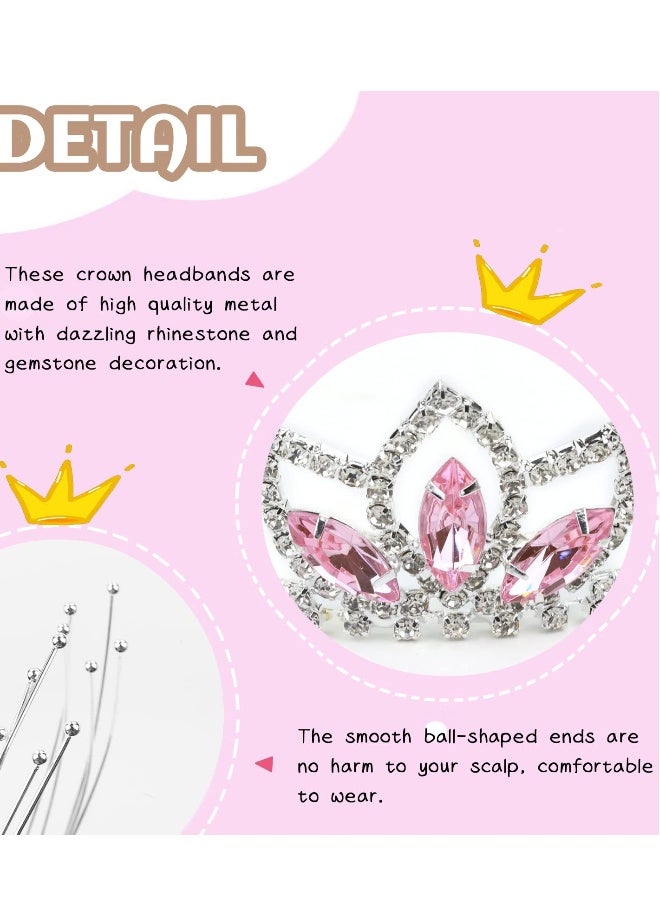 5 Pack Girls Crown Tiara, Sparkly Glitter Rhinestone Silver Metal Headbands, Wedding Hair Crowns Tiaras Clasps Princess Accessories for Kids Women Brides for Birthday Party - Image 5