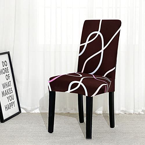 Styleys Polyester Wave Printed Washable Elastic Dining Chair Cover Slipcovers (Set of 6, Urban Style, SLMC166) - Image 2