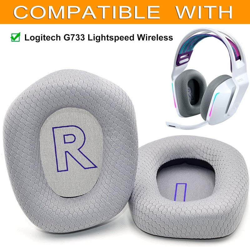 defean Dust tight seal G733 Earpads - Replacement Ear Cushion Cover Compatible with Logitech G733 G 733 Lightspeed Wireless Gaming Headset (Gray) All usage compatible - Image 3
