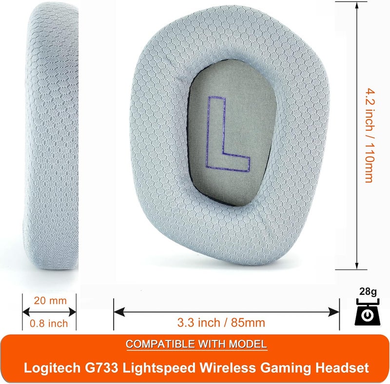 defean Dust tight seal G733 Earpads - Replacement Ear Cushion Cover Compatible with Logitech G733 G 733 Lightspeed Wireless Gaming Headset (Gray) All usage compatible - Image 5