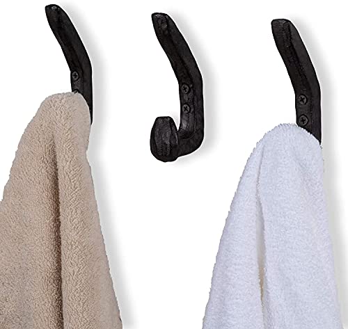Rustic State Halle Wall Mount Cast Iron Hooks Coat Towel Bag Hat Hanger Multiuse Entryway Railroad Spike Rack Black Set of 3 - Image 5