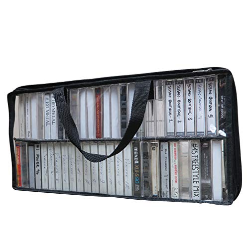 Evelots Cassette Tape Bag -See Thru Organizer Storage with Handles - Easy Carrying Case - No Dust or Moisture - Holds 100 Tapes with cases - Image 5