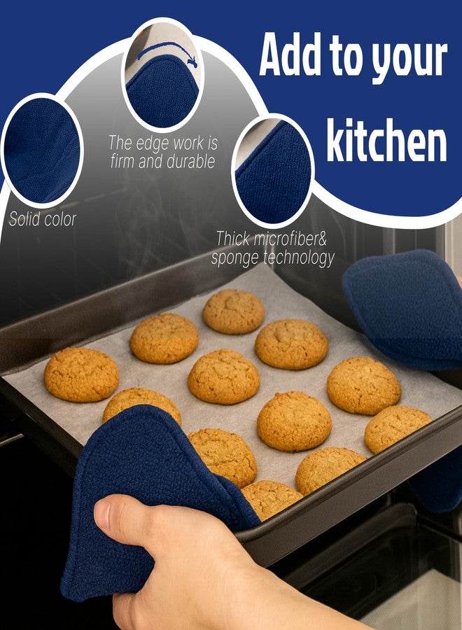 ULVEOL Set 2X Dark Blue 7" sq. x 4"H Microwave Polyester Bowl Holder Potholders - Microwavable Soup Bowls Cozy - Hot Pads Holders for Hot Food Quilted - Bowl Cozies for Microwave Kitchen Accessories, Gadgets - Image 4