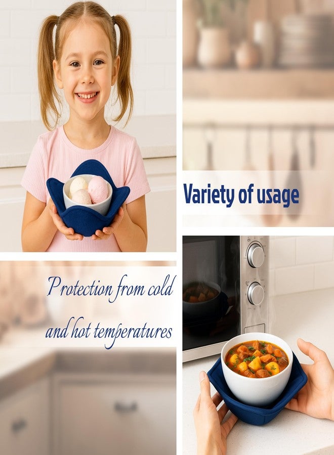 ULVEOL Set 2X Dark Blue 7" sq. x 4"H Microwave Polyester Bowl Holder Potholders - Microwavable Soup Bowls Cozy - Hot Pads Holders for Hot Food Quilted - Bowl Cozies for Microwave Kitchen Accessories, Gadgets - Image 3