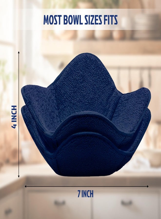 ULVEOL Set 2X Dark Blue 7" sq. x 4"H Microwave Polyester Bowl Holder Potholders - Microwavable Soup Bowls Cozy - Hot Pads Holders for Hot Food Quilted - Bowl Cozies for Microwave Kitchen Accessories, Gadgets - Image 2