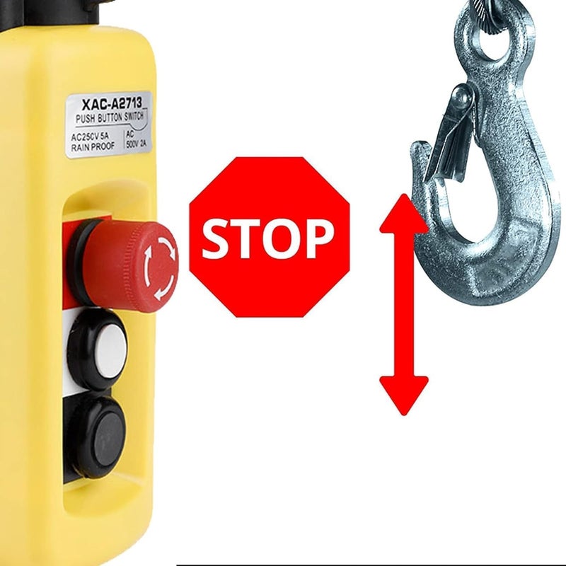 DEWIN Crane Lift Control, Lift Switch Control Suspension Control with Push Button Switch Chain Crane Lift with Emergency Stop - Image 5