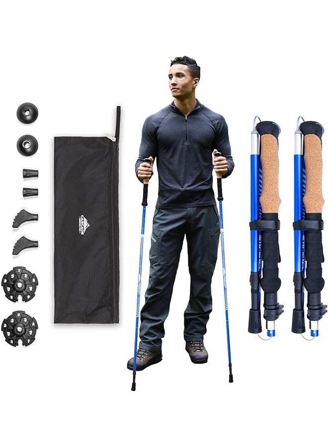 Cascade Mountain Tech Lightweight Aircraft Grade Aluminum Trekking Poles With Extended Down Grip Plus Tip Kit - Image 1