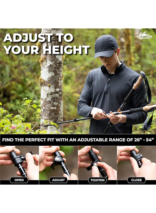 Cascade Mountain Tech Lightweight Aircraft Grade Aluminum Trekking Poles With Extended Down Grip Plus Tip Kit - Image 4