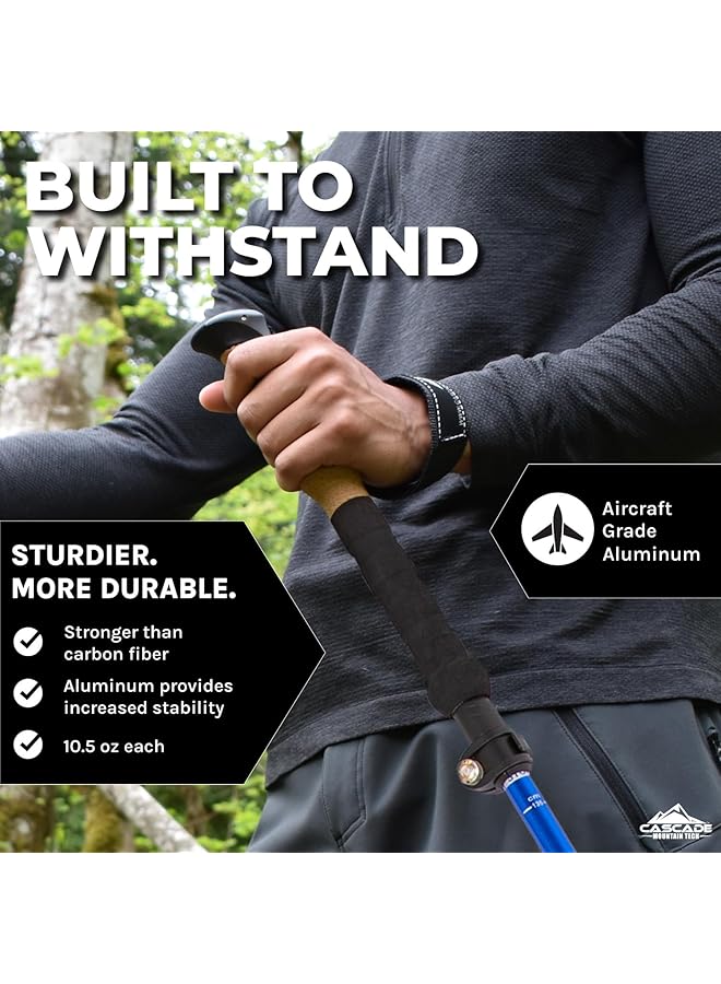 Cascade Mountain Tech Lightweight Aircraft Grade Aluminum Trekking Poles With Extended Down Grip Plus Tip Kit - Image 3