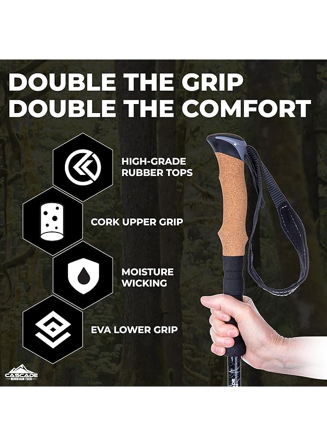 Cascade Mountain Tech Lightweight Aircraft Grade Aluminum Trekking Poles With Extended Down Grip Plus Tip Kit - Image 5