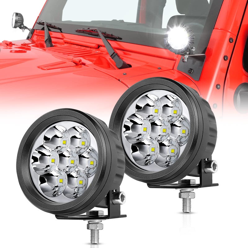 أضواء LED دائرية 3.5 بوصة 80 واط من OFFROADTOWN 2 قطعة أضواء قيادة خارج الطريق أضواء LED مقاومة للماء للعمل على الشاحنة بيك أب SUV ATV UTV قارب 4x4 دراجة نارية