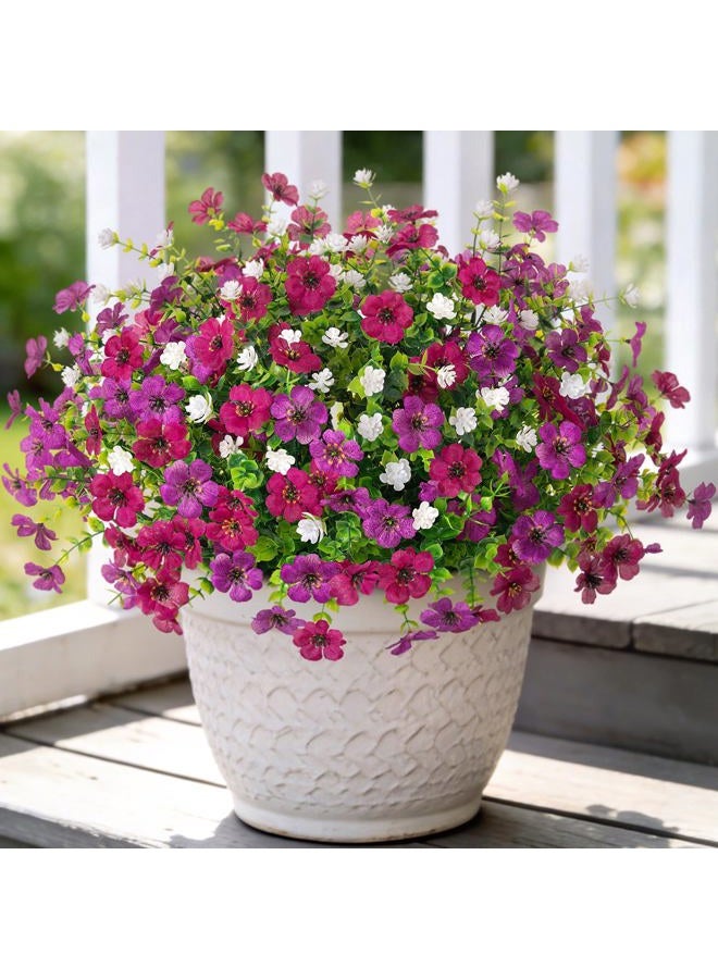 Ammyoo Artificial Flowers for Outdoors Spring Decoration, 12 Bundles Fake Flower Daisy with Realistic Eucalyptus Leaves, Faux Plants for Greenery Boxwood Porch Patio Garden Pot Lawn - Image 1