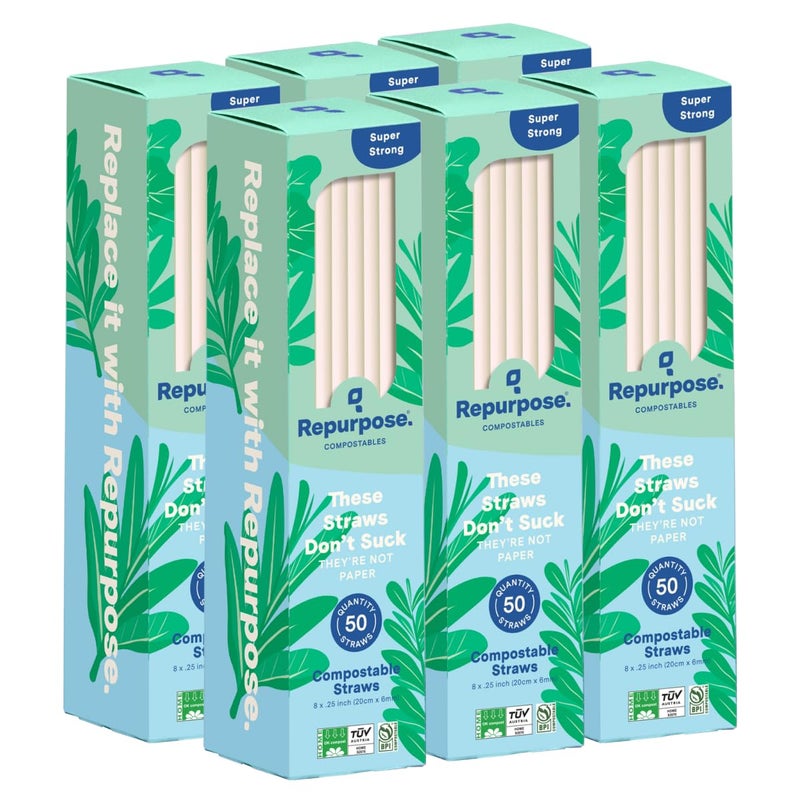 Repurpose Compostable Straws 300 Count PlantBased BPA  PFAS Free NonToxic Recyclable Packaging