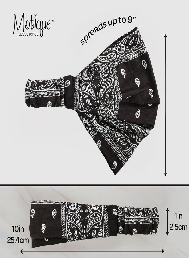 موتيك أكسيسوريز غطاء رأس باندانا قطني عريض ومطاطي من موتيك أكسسواريز، ألوان متعددة (أسود بنقشة بيزلي، متوسط) - Image 5