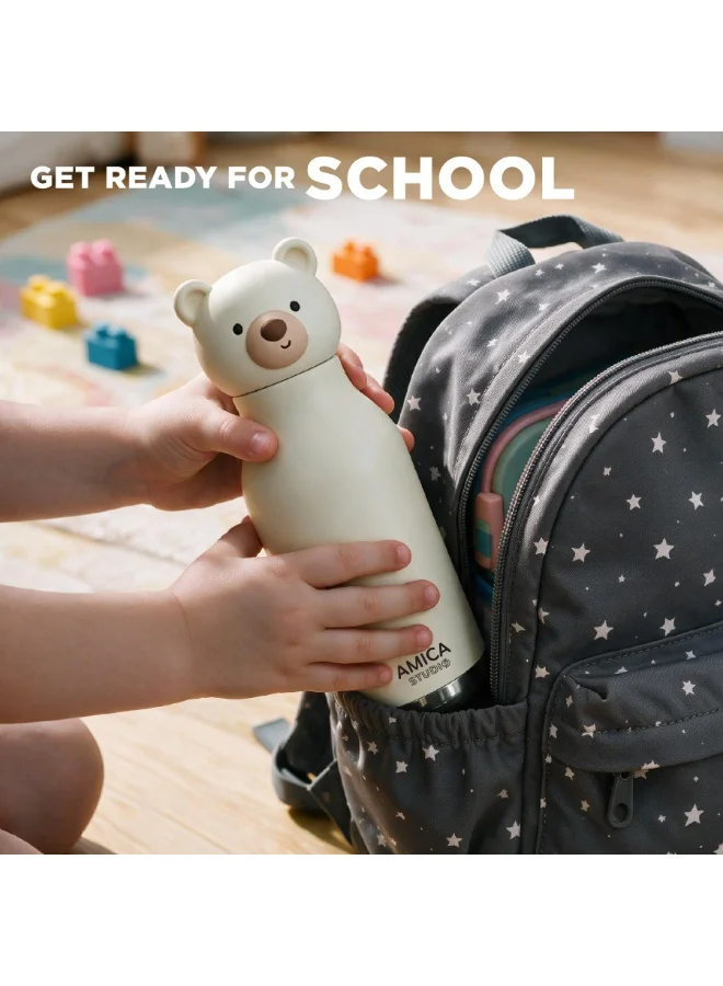 Amica Snowy the Polar Bear Kids Water Bottle 460ml Insulated Stainless Steel Snowy the Polar Bear - AMICA STUDIO  | Best Price UAE