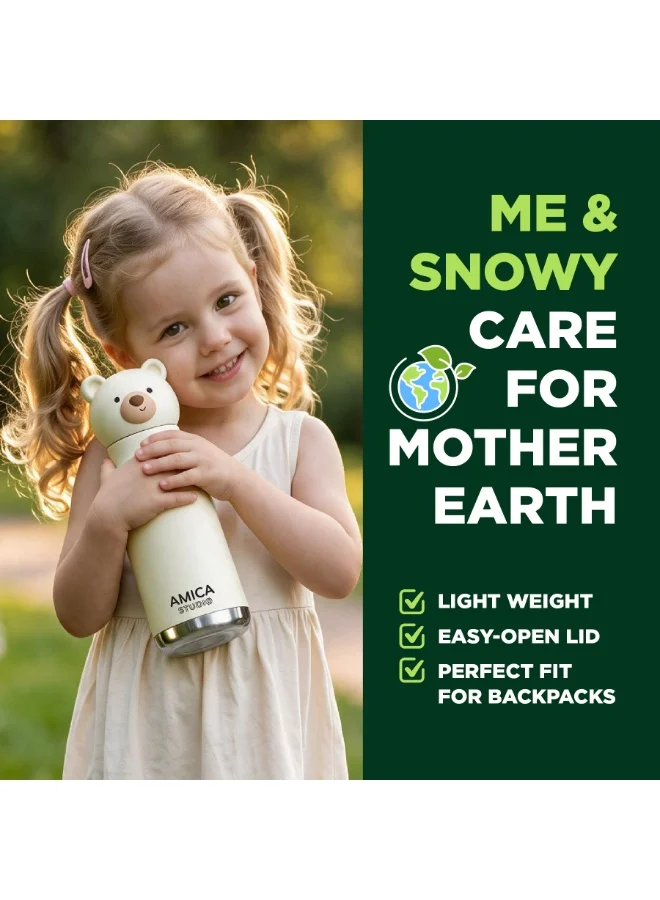 Amica Snowy the Polar Bear Kids Water Bottle 460ml Insulated Stainless Steel Snowy the Polar Bear - AMICA STUDIO  | Best Price UAE