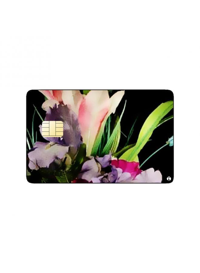 RKN PRINTED BANK CARD STICKER Beautiful Colorful Flowers Drawing - Image 1