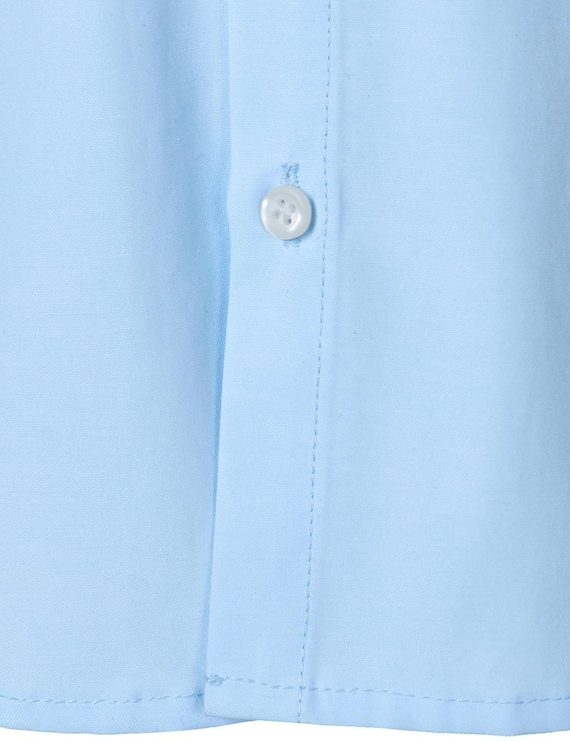 AOTIK Boys Oxford Button Down Shirt Short Sleeve Formal Uniform Dress Shirts with Pocket 12 Light Blue - Image 5