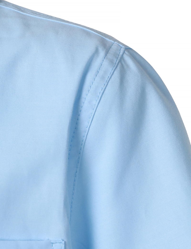 AOTIK Boys Oxford Button Down Shirt Short Sleeve Formal Uniform Dress Shirts with Pocket 12 Light Blue - Image 4